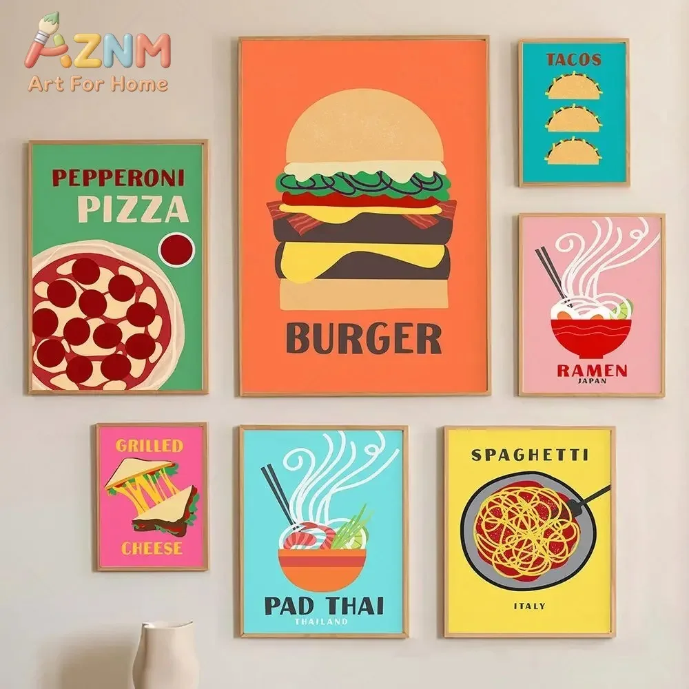 Classic Retro Wall Art New Wave Bright Fun Food HD Canvas Print Poster Home Living Room Kitchen Dining Room Decor
