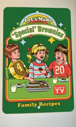 Family Recipes Lets Make Special Brownies As Seen on TV  Metal Wall Sign