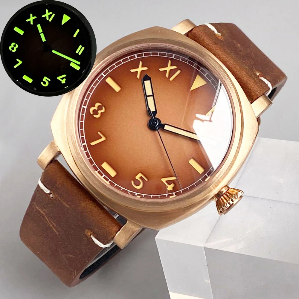 

Steel/Bronze Case Vintage Roman Sandwich California Dial 20ATM Dive 42MM Square NH35 Automatic Men Watch AR Coated Sapphire