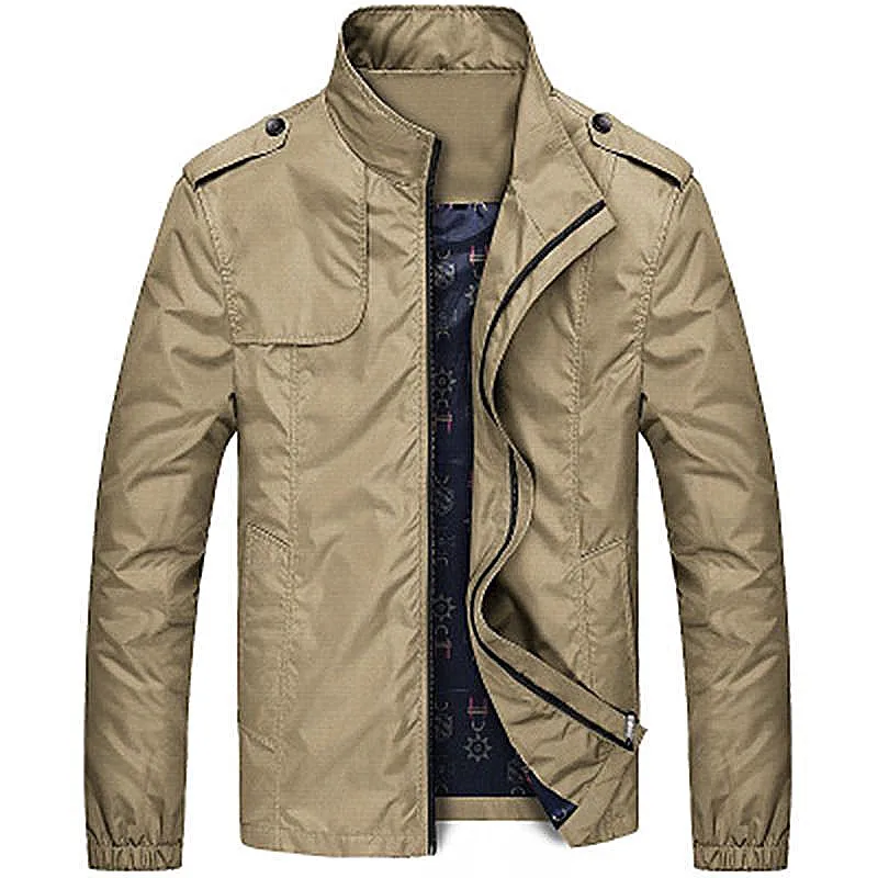 2024 New Men's Casual Stand-collar Jacket Coat. European and American Young Men's Thin Multi-color Zippered Large Size Top.