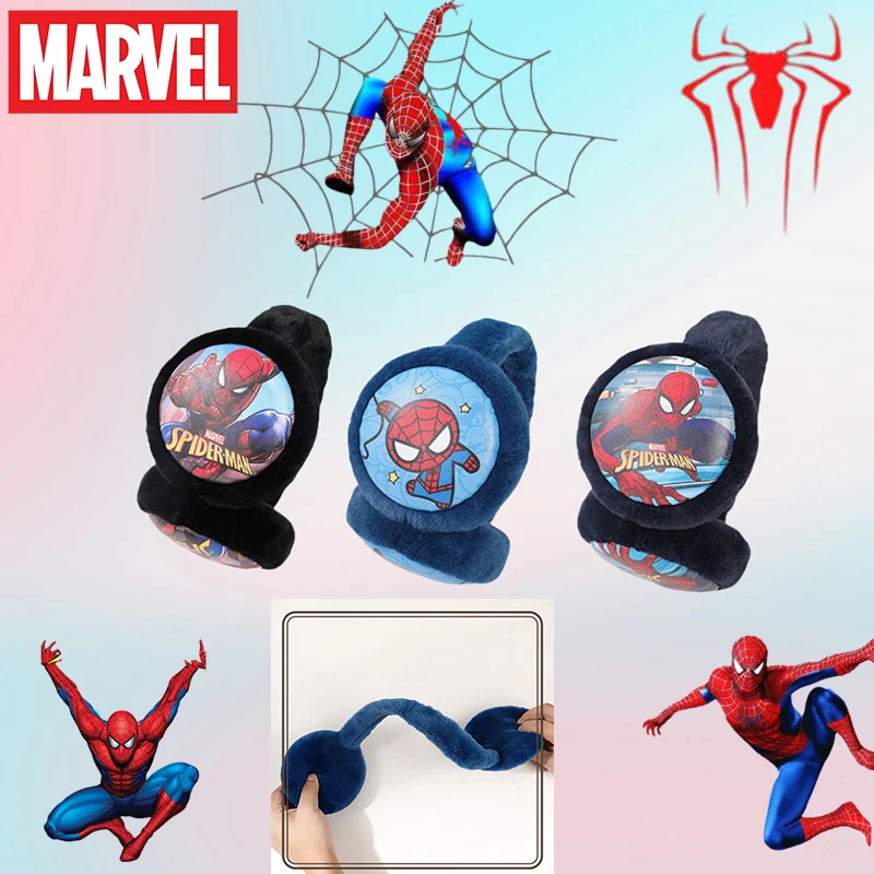 New Marvel Spider-Man Creative Ear Warmer Cartoon Children's Winter Warm Plush Outdoor Anti-freeze Earmuffs birthday Gift