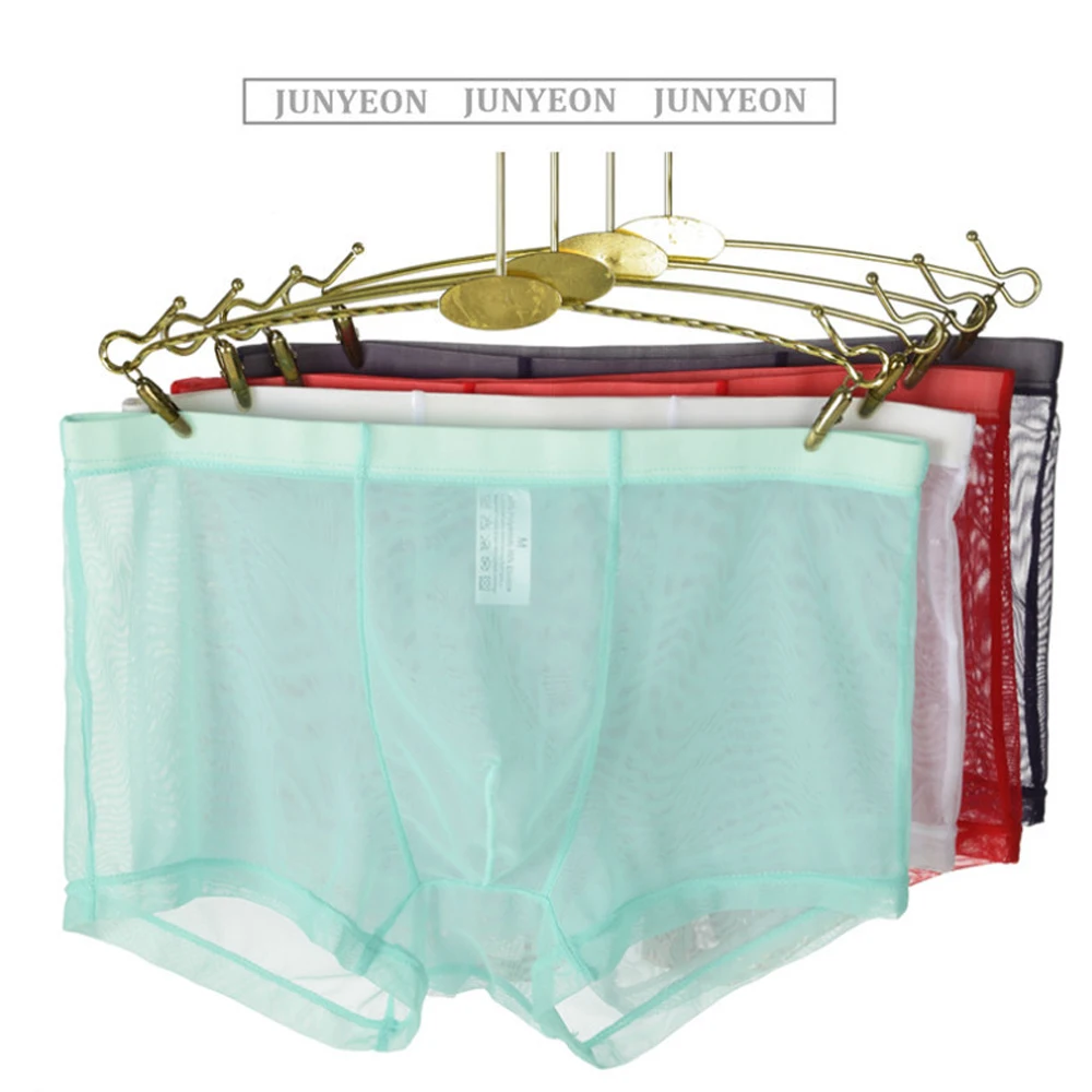 Intimo da uomo boxer trasparenti Bulge Ice Silk See Through mutande slip Sexy mutandine a vita bassa Lingerie Intimates