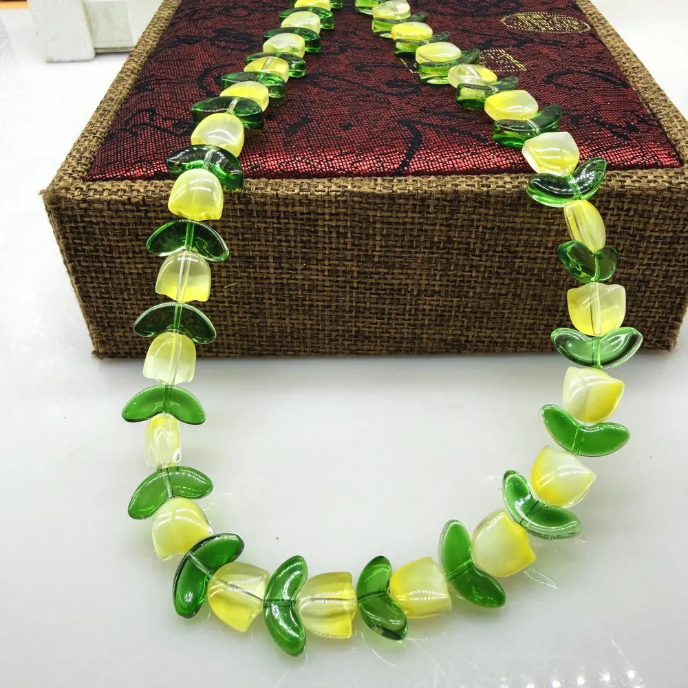 25piece handcrafted DIY pendant accessories with tulip flower glass beads, including bracelets, earrings, keychains, and bag ch