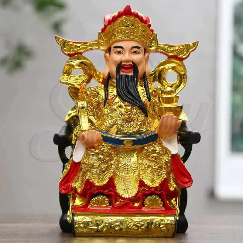 12″ Chinese God of Wealth Statue Cai Shen Feng Sheng Home Decor Figure of The Wealth Ornament Bring Good Luck Home Decoration