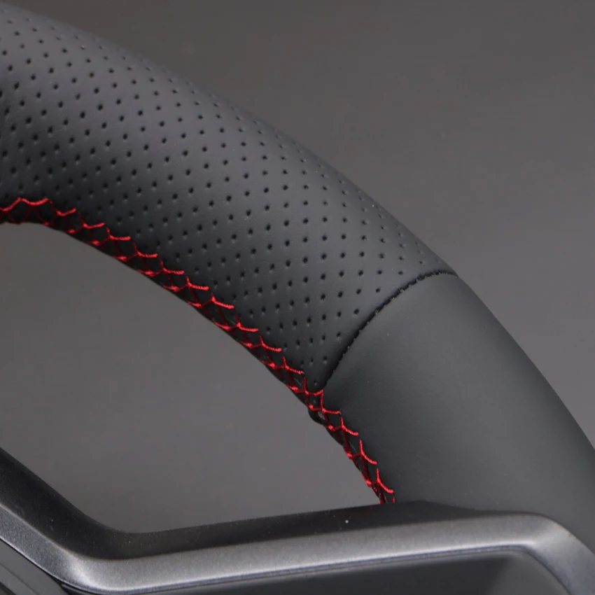 Black Faux Leather Car Steering Wheel Cover for Ford Ranger Raptor 2022 2023 2024