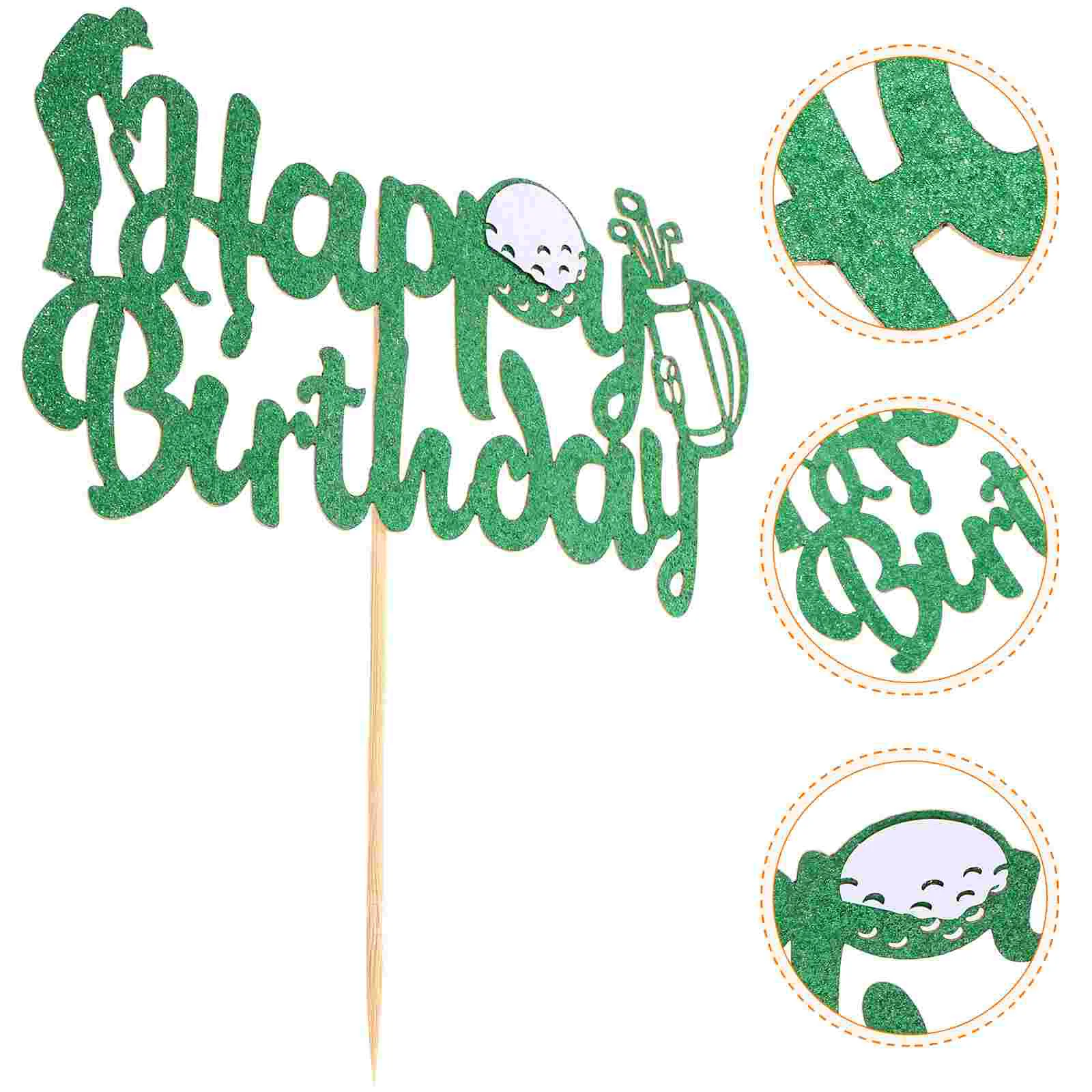 

5 Pcs Golf Cake Insert Decorating Toppers Birthday Happy Cupcake Picks Decorate