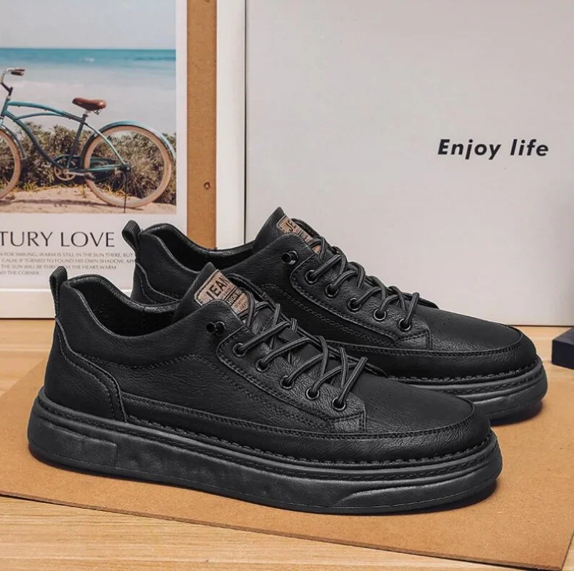 

New Design Genuine Leather Skateboard Shoes Men Designer Vulcanize Shoes Fashion Mens Casual Footwear Youth Teenage Man Sneakers