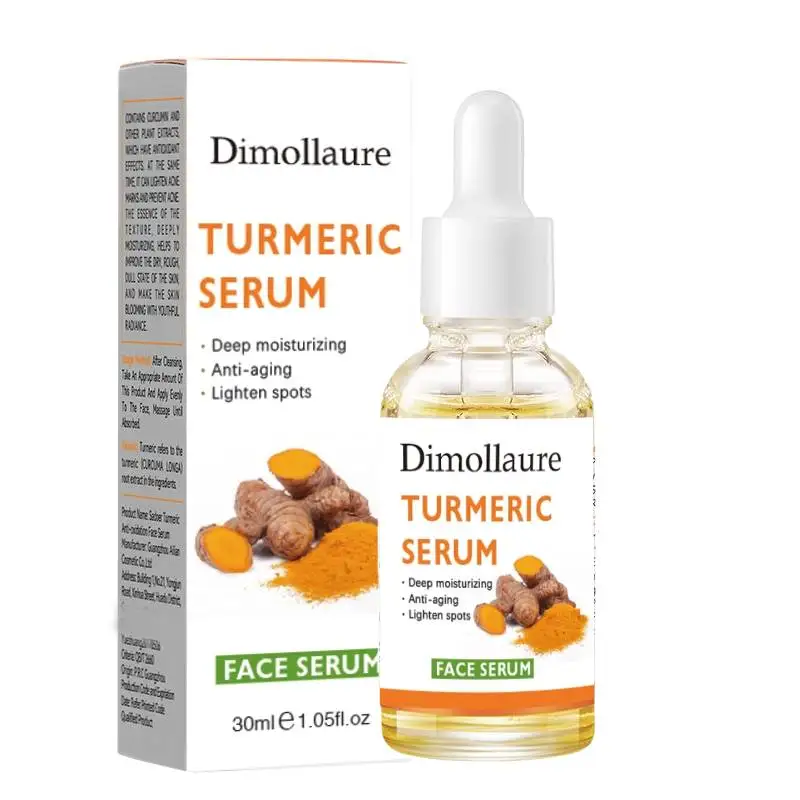 DIMOLLAURE Turmeric Whitening Face Serum 30ml Remove Freckle Dark Spots Anti-Aging Wrinkles Skin Moisturizing Nourishing Essence