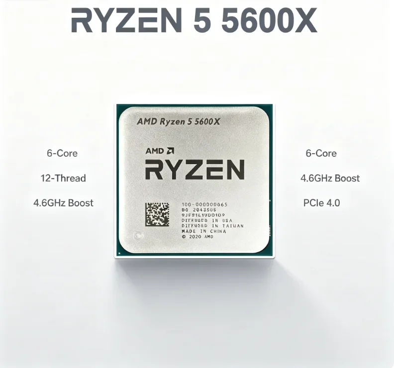 AMD Ryzen 5 5600X CPU Processor New 3.7GHz 7NM R5 5600X 6-Core 12-Thread 65W L3=32M AM4 100-000000065