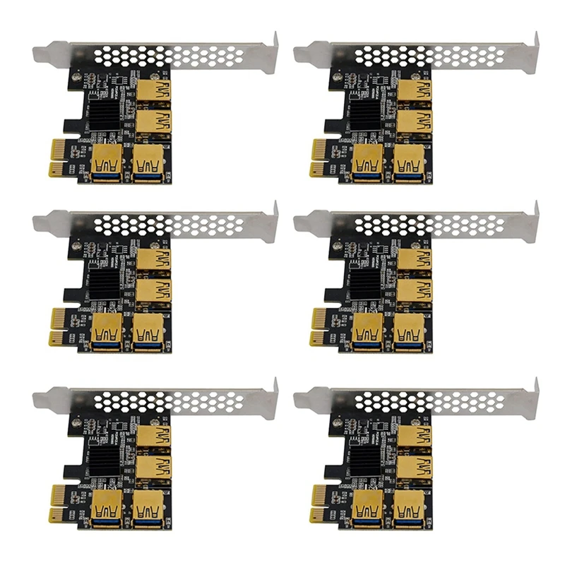 

6 PCS PCI Express 1 To 4 Riser Card PCI-E 1X To Pcie USB 3.0 Adapter Port Multiplier Miner Card For BTC Bitcoin Mining