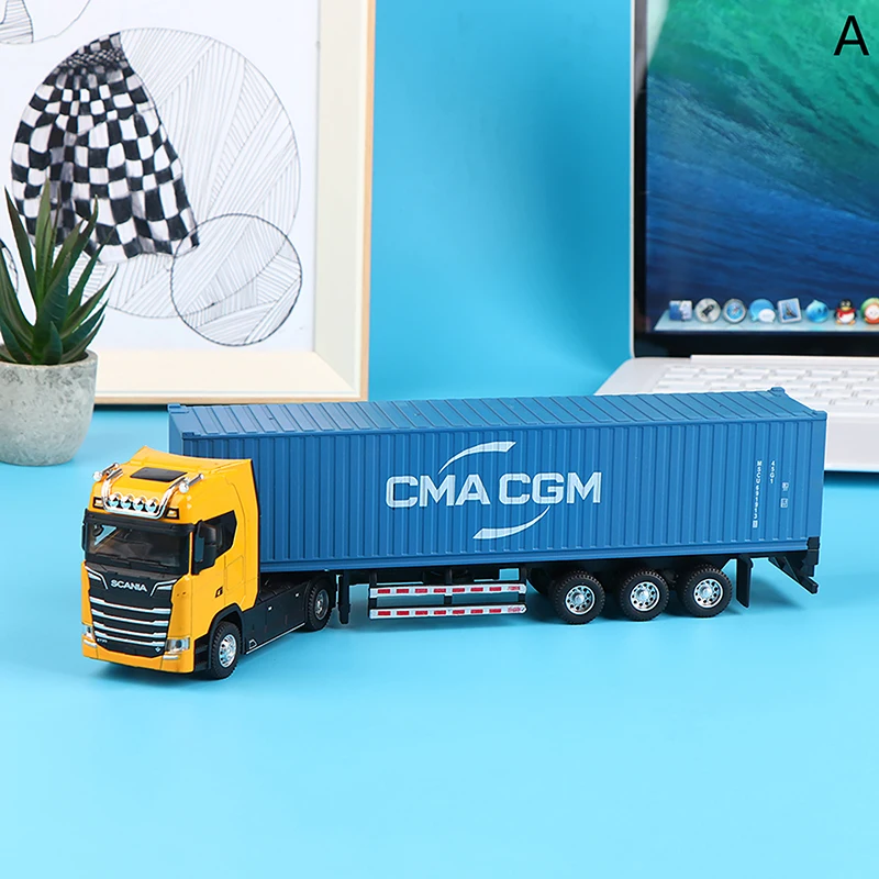 1 PCS 1:36 Diecast Alloy Truck Head Model Toy Container Truck Pull Back With Light Engineering Transport Vehicle For Children