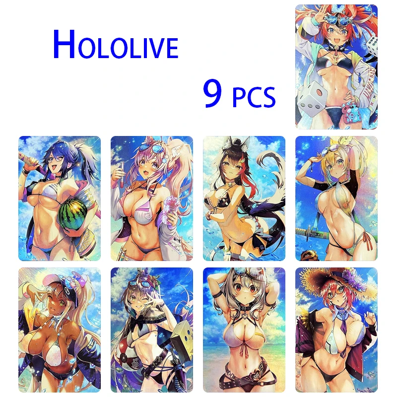 

9pcs/set Hololive Homemade Houshou Marine Anime characters Bronzing collection card Kids toys Board game card Christmas gift