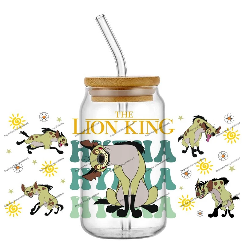 Popular lion patterns UV DTF Cup Wrap Sticker Durable Washable SelfAdhesive for 16oz Tumblers Home decoration