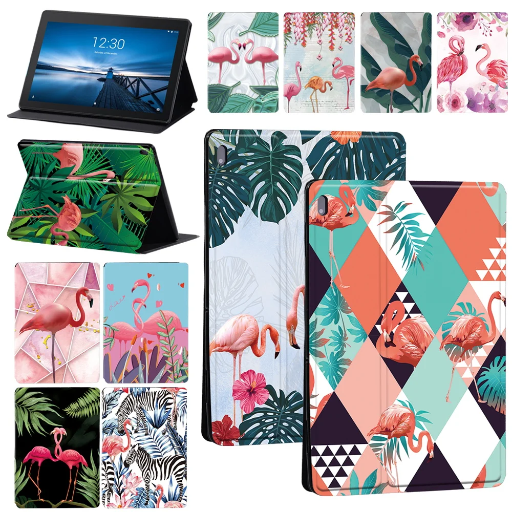 

For Lenovo Tab E10 TB-X104F/Tab M10 X605F X505F/Tab M10 PLUS X606F X Portable Tablet Case Flamingo PU Leather Protective Cover