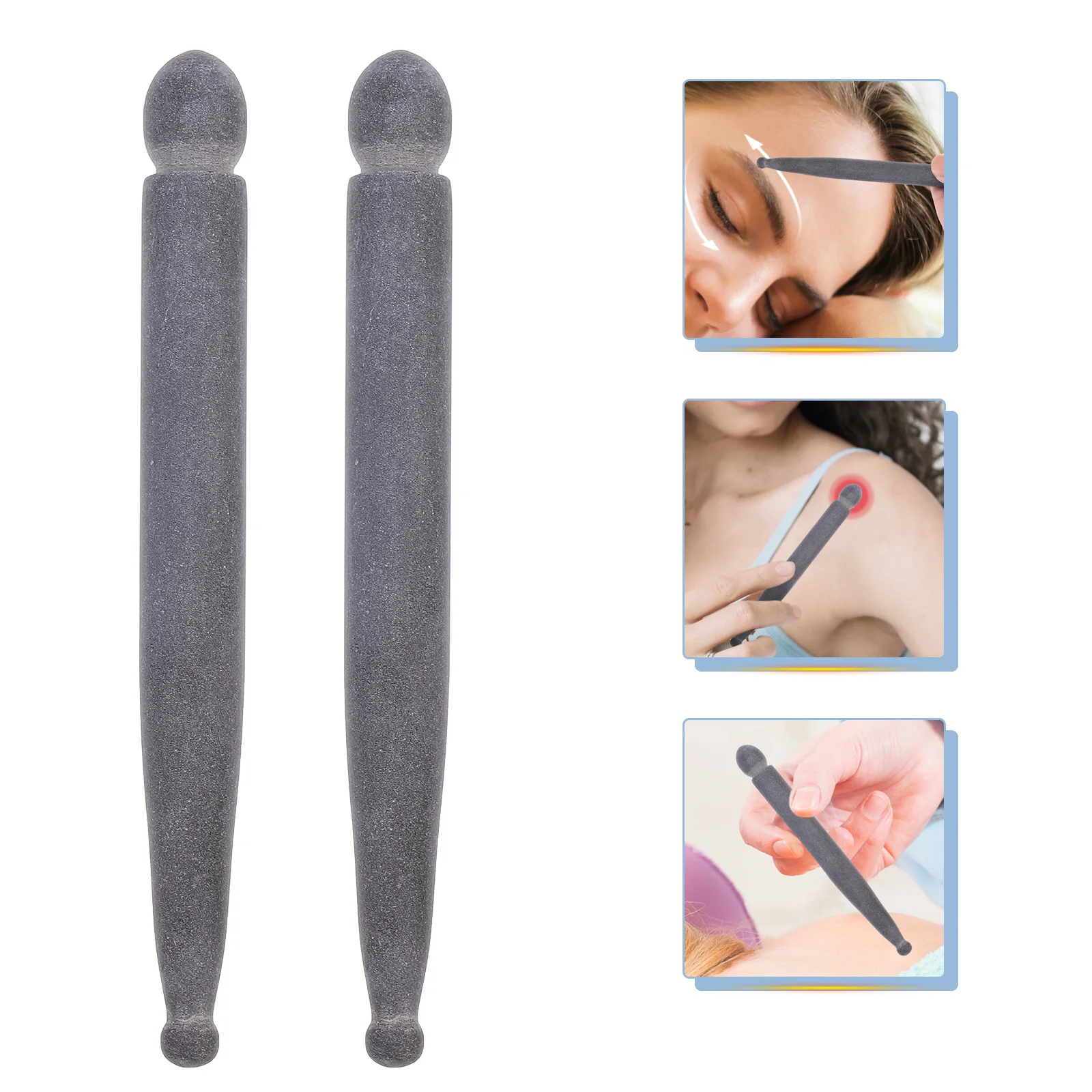 

2 pcs Acupuncture Point Rods Black Massage Sticks For Body Foot Face Skin Care Polished Bianstone Tools Practical Spa