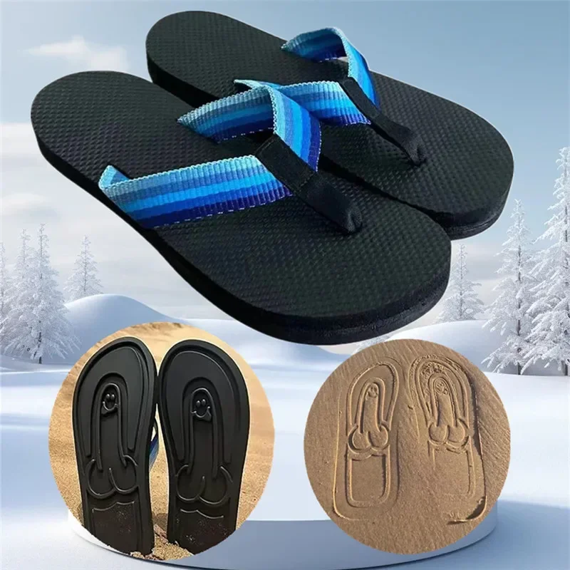 ซ่อนอวัยวะเพศชาย Flops Spread Hap-Penis Quick-DRY Flip Flops ล้อเลียนอวัยวะเพศชายรองเท้าแตะชายหาด Flip Flops ฤดูร้อนสบายรองเท้าแตะกันลื่น