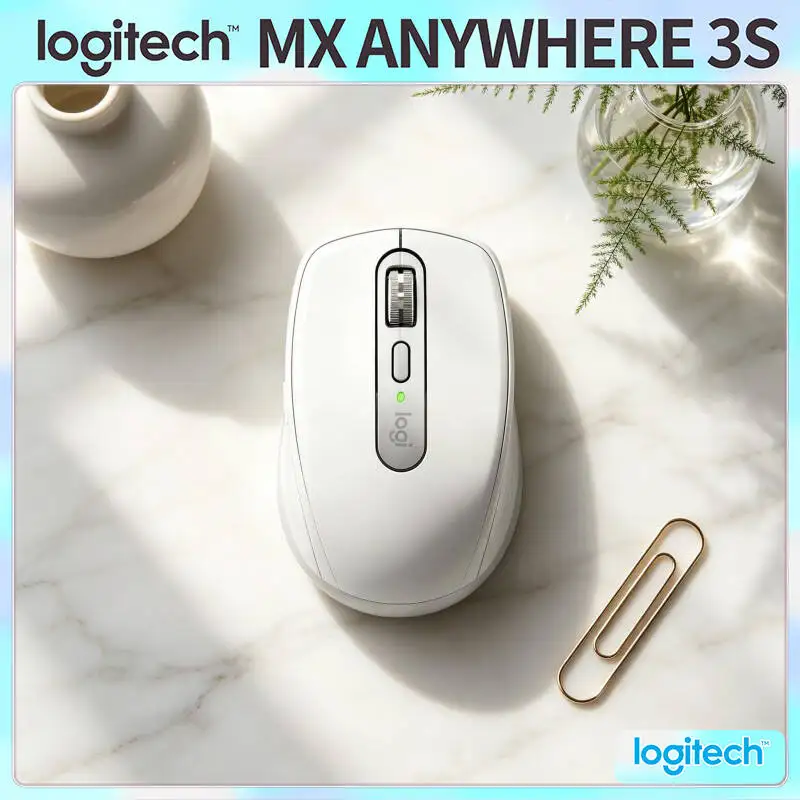 Compact Logitech MX Anywhere 3S Mouse - 8K DPI, Hyper-Scroll, Silent Click, USB-C Charging for Campus & Dorm Office