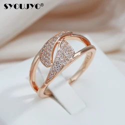 Natural Zircon Full Paved Rings For Women SYOUJYO Original Design Luxury 585 Rose Gold Color Party Fine Jewelry Accessories