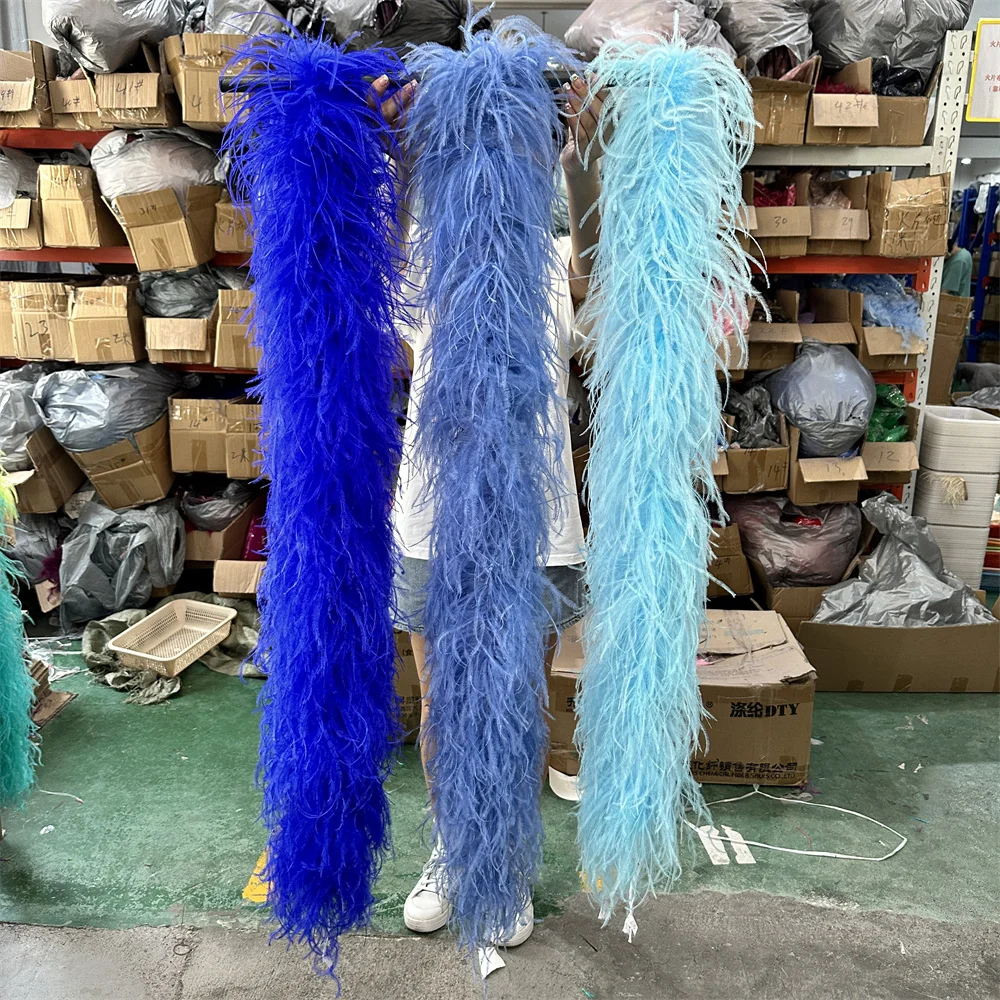 

6PLY Ostrich Feather Boa Customzied Wholesale for Shawl Fluffy Feathers Scarf Wedding Dress Costume Decoration 1/1.5/2/3/4M