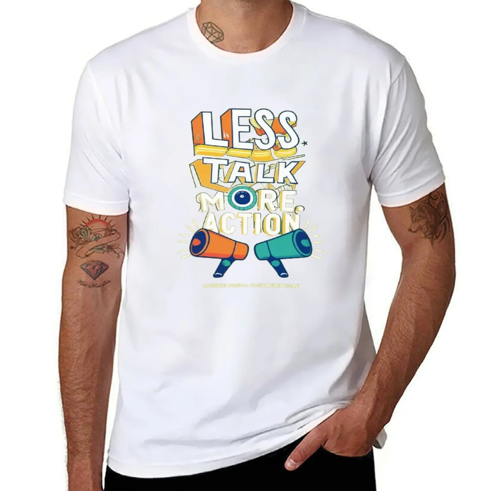 Less talk more action T-Shirt t shirt man designer black cotton t-shirt plain for man package T-Shirt