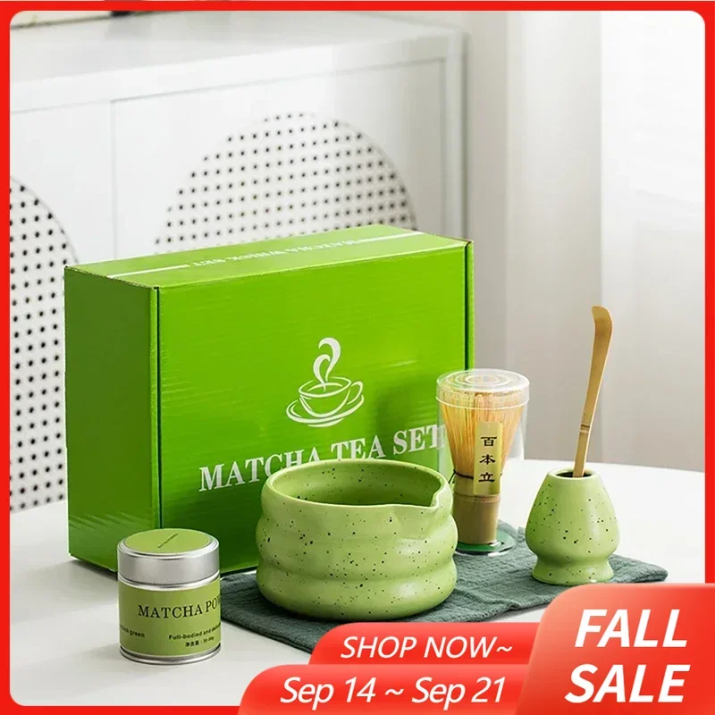 

4/6/7PCS Japanese Matcha Set with Ceramic Bowl Bamboo Matcha Whisk and Tea Scoop for DIY Tea-making Tools Accessories