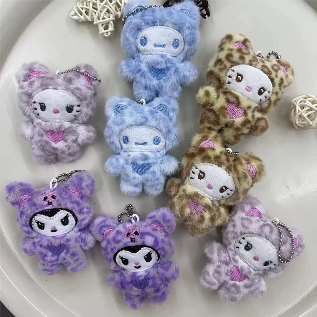 1/4 Pcs Kawaii Plush Hello Kitty Keychain Pendant Kitten Keychain Student Decoration Accessories