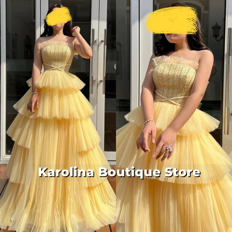 

Customized Exquisite Organza Evening Dress and Fashion Strapless Prom Dresses and Delicate Sleeveless Special Occasion Gowns