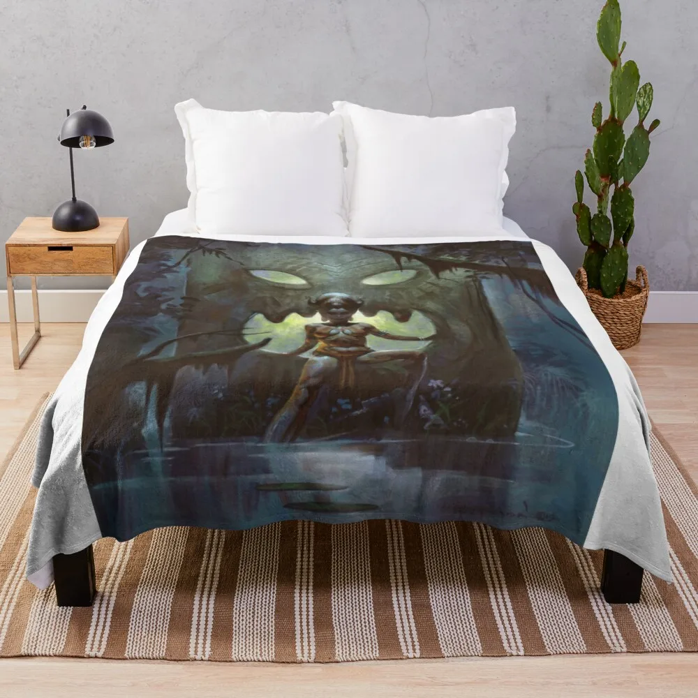 The Tiki Idol Throw Blanket Custom Luxury Designer halloween Plaid Blankets