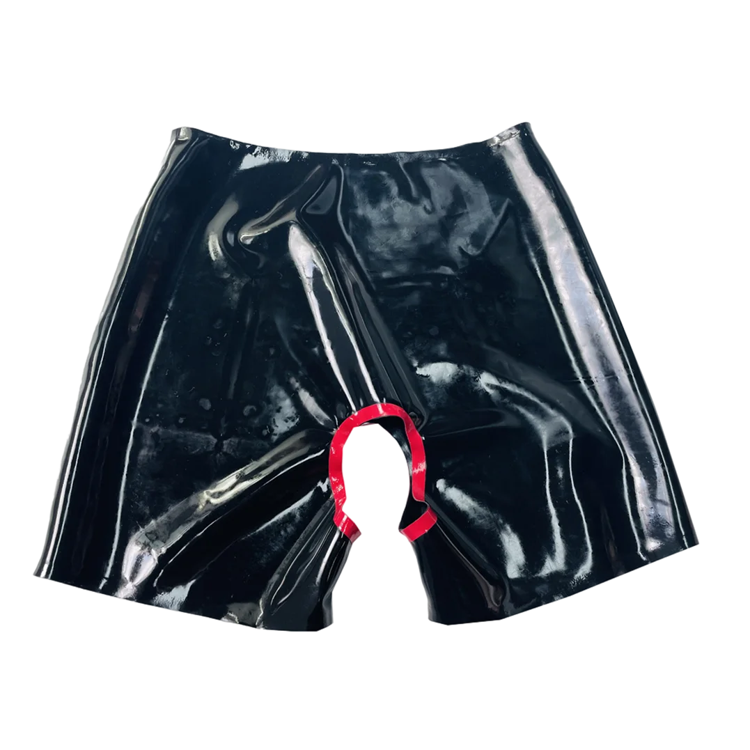 

Latex Shorts Panties Rubber Women Briefs Crotch Open Underpants Handmade Underwear RPW046