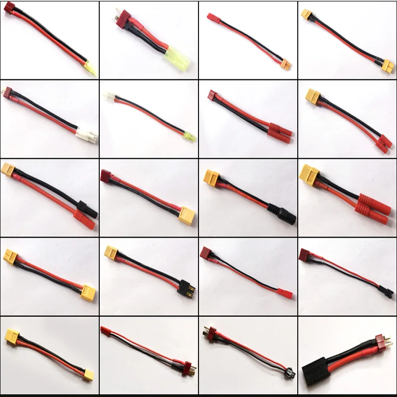 T Deans 4.0Mm 3.5MM XT60 EC5 EC3 JST SM Tamiya Plug Female Ke Male Adaptor Konektor 10 12 14 16Awg 10Cm untuk RC Lipo Baterai