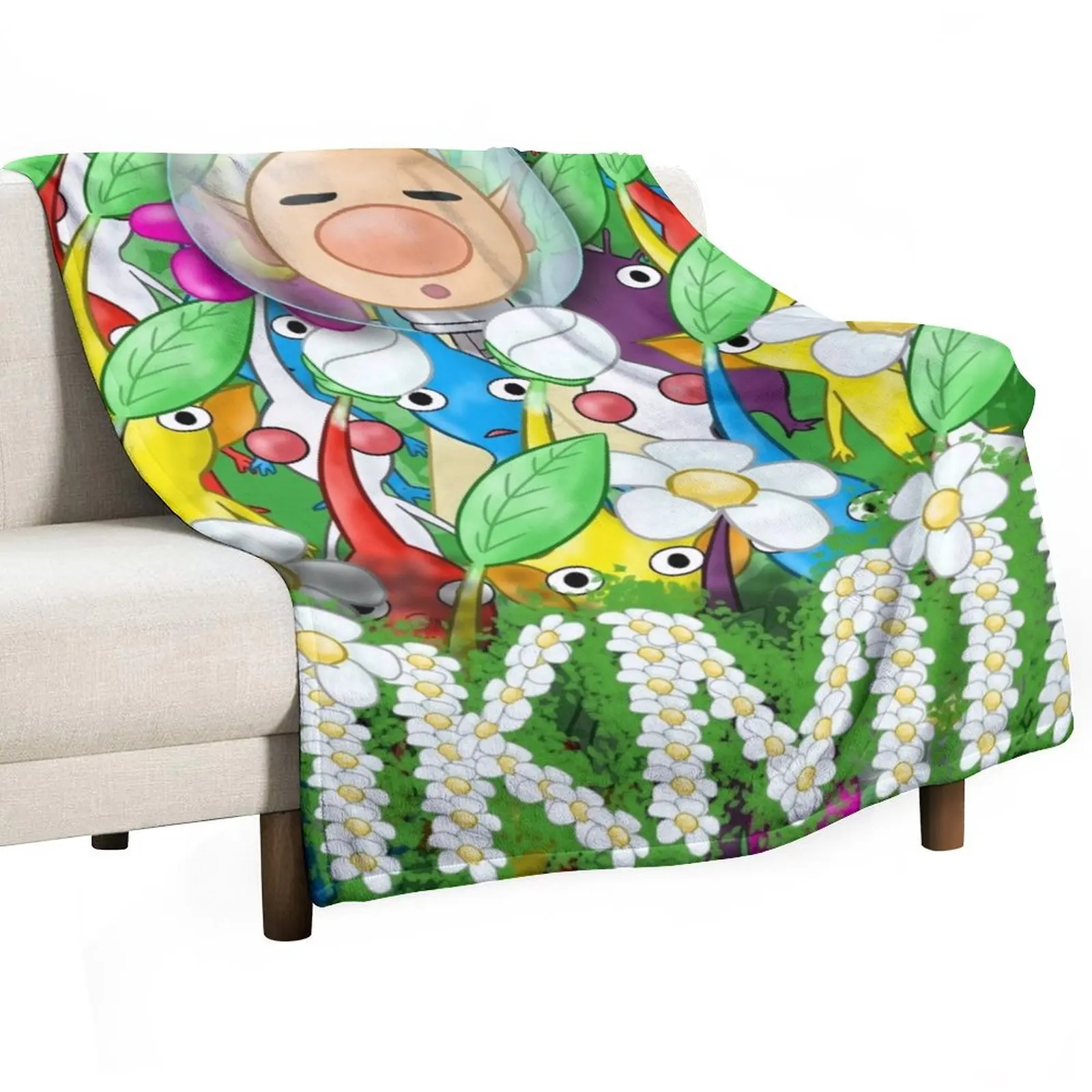 

PIKMIN - Crowded Olimar Throw Blanket Giant Sofa Quilt Multi-Purpose Hairy Blankets