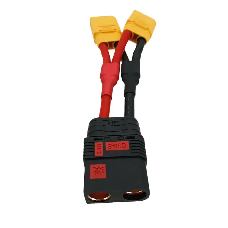 QS8 Female to XT90 Male 10 AWG 100 mm Drone Lithium Battery Charging Cable with Split Plug