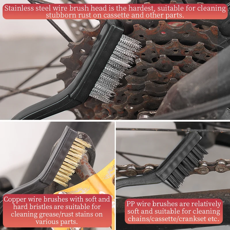 LEBYCLE Bike Cleaning Brush Set Stainless Steel Multifunctional Chain Cassette Freehub Cleaner Bike Maintenance Cleaning Tool view 4