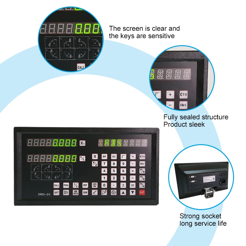 DRO-2V 3V 2 axis 3 axis Digital Readout Metal Casing Display for Milling Lathe Machine Linear Scales Encoder DRO AC90-250V