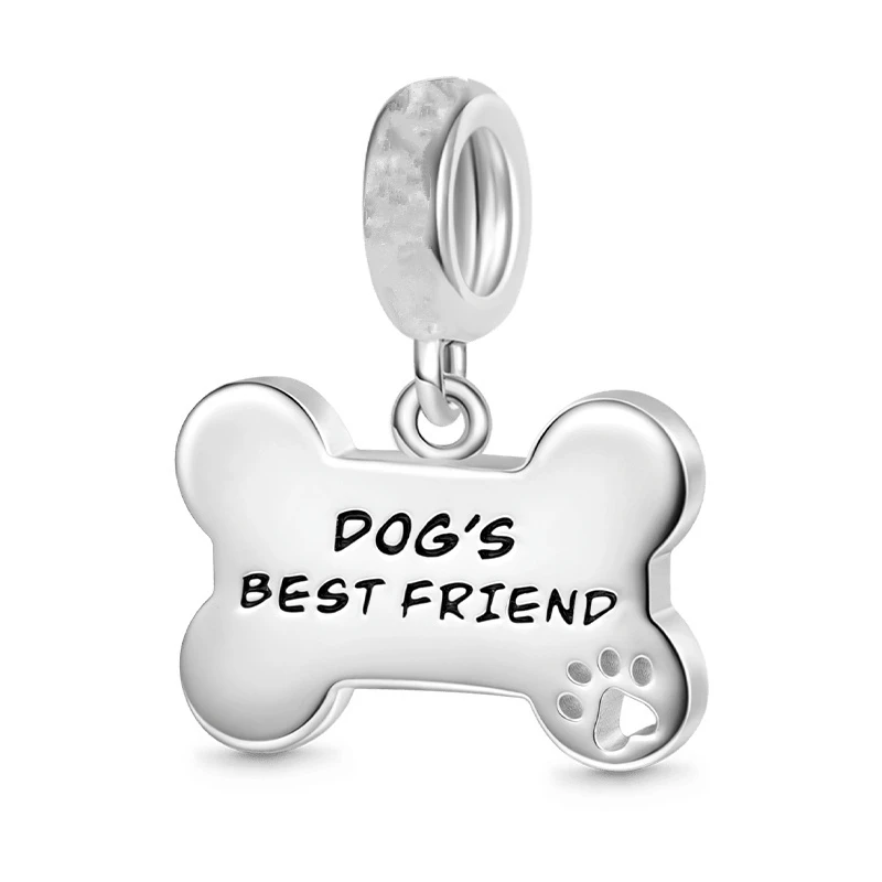 925 Sterling Silver Dog Bone Pendant, Charm Beads, Pet Série Pegada, se Fits Original Pulseira Pandora, Hot Jewelry