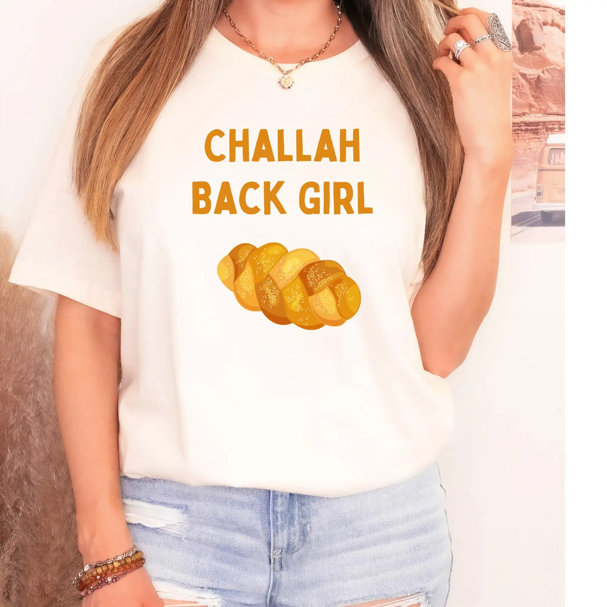 

Challah Bread T Shirt Funny Jewish Humor Traditions Food Jersey for Holidays