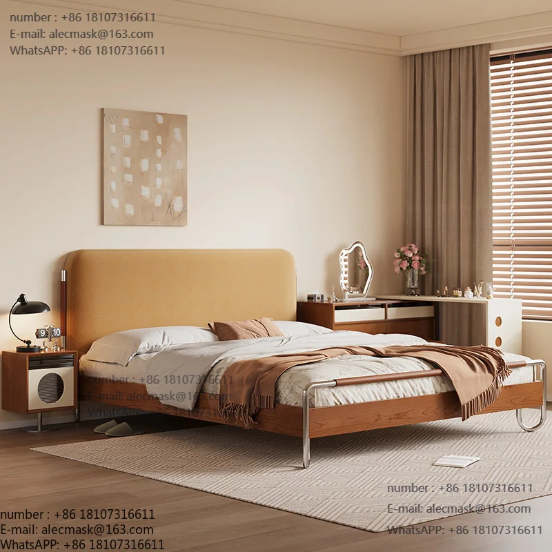 

Half House Nordic Style Bedroom Furniture Set king Size Luxury Sleeping Bed with Soft Backrest
