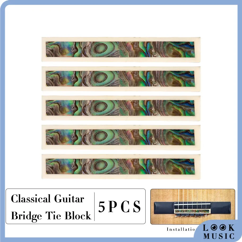 LOOK Classical Guitar String Tie DIY Guitar Tie Wood With Abalone Shell Inlay Guitar Bridge Tie Block Guitarra Accessories 5pcs