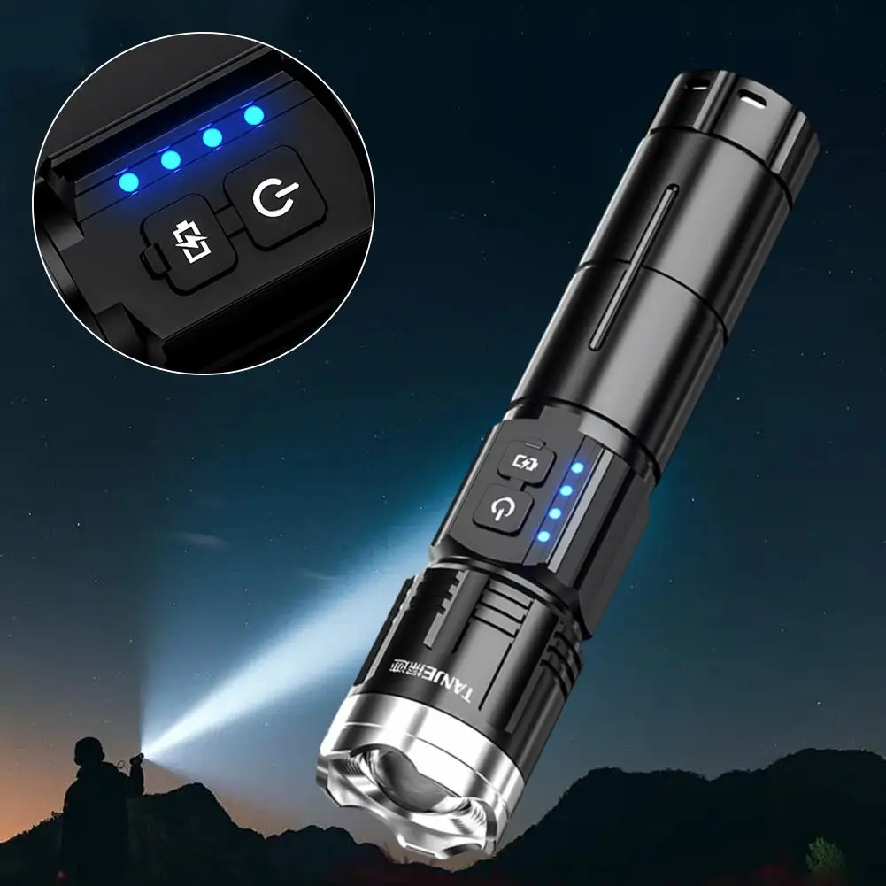 

High Power Super Long Range LED Zoomable Flashlight Lamp Light Outdoor Strong Charging Tactical Type-C Lantern Portable Tor P5E8