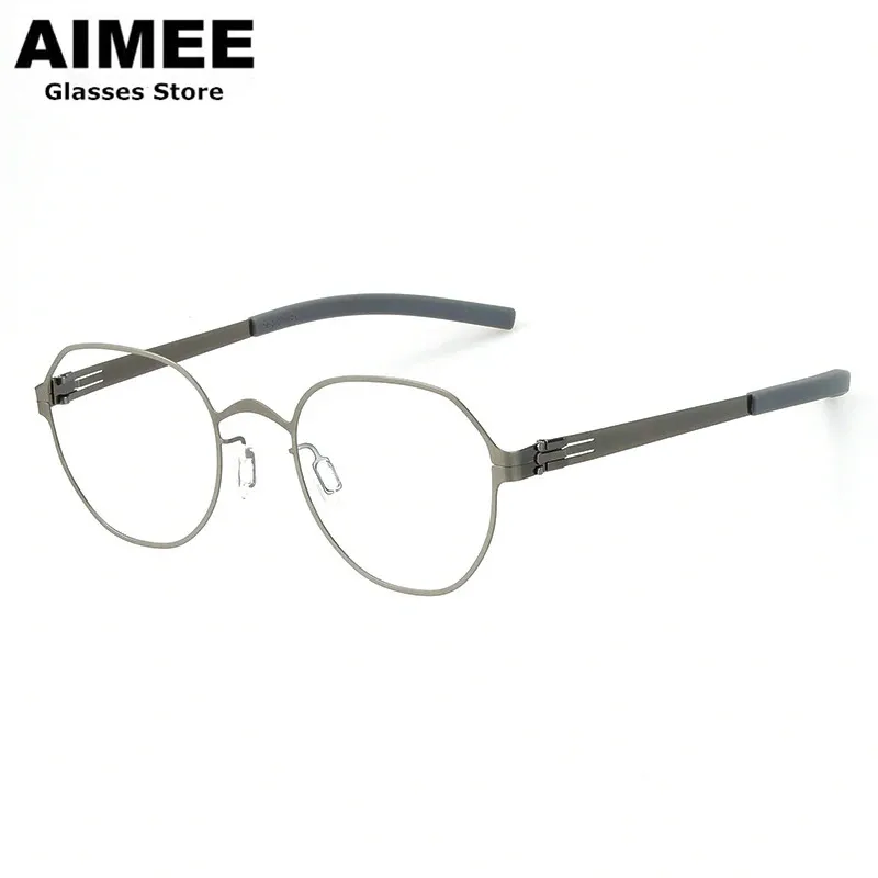 Germany Brand Oval Square Screwless Glasses Frame Theda Men Women Ultralight Stainless Steel Prescription Eyeglasses Spectacles