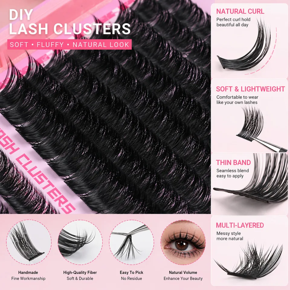 QIUNING Kit de Extensión de Pestañas de 800 Piezas, DIY, con Pegamento y Sellador, Pinzas 2