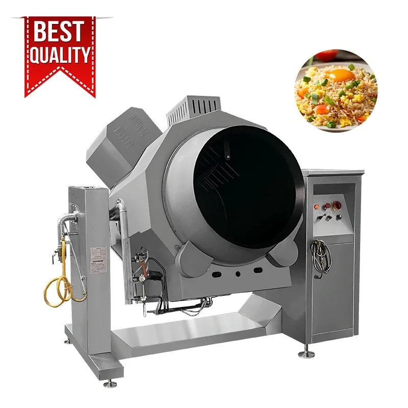 Big Capacity Electric Gas Fried Rice Non-Stick Cooking Robot Automatic Drum Stir Fry Machine for Fast Food