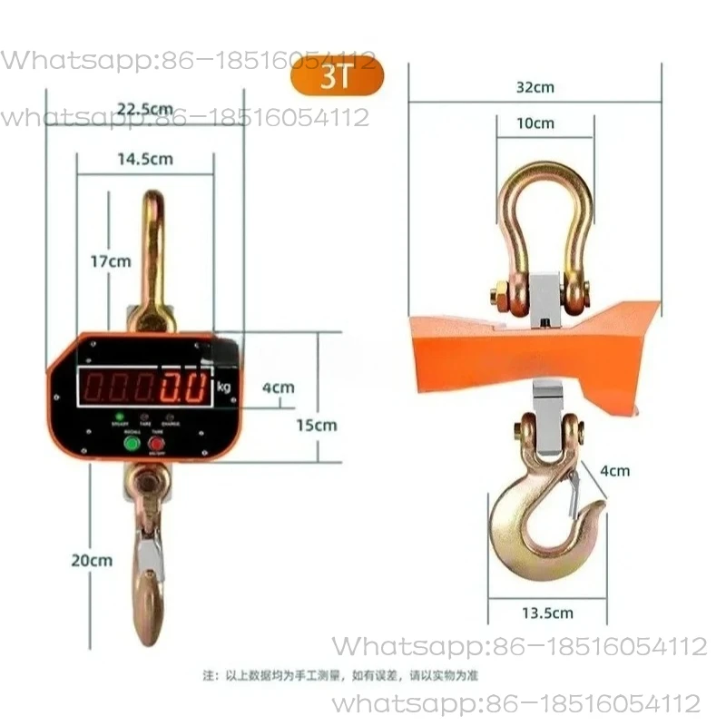 3 Ton 5 Ton 10 Ton Digital Wireless Crane Scale Electronic Hanging Weight Scale with Remote Control