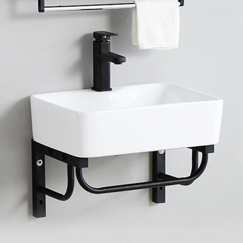 Small Apartment Bathroom Ceramic Washbasin Cabinet Combination Wall-mounted Washbasin Simple Wall-hung Basin Bathroom Washbasin