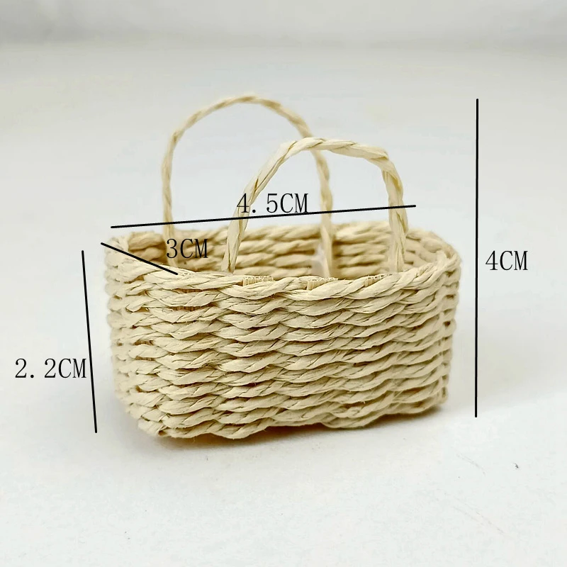 High Quality Mini Cute Dollhouse Rattan Frame Hand-woven Basket Cute Toys Dolls Miniature Decoration