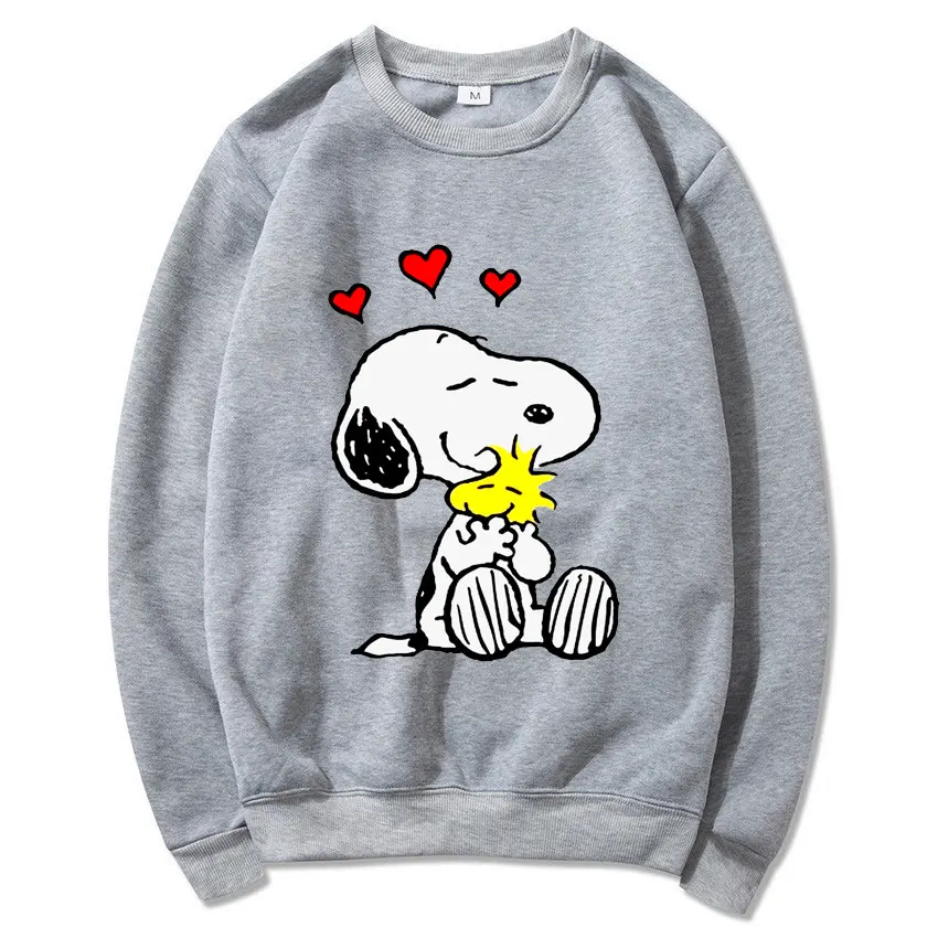 Sudadera con capucha de Snoopy para hombre y mujer, suéter informal de dibujos animados de Anime, cuello redondo, Tops para parejas, primavera y