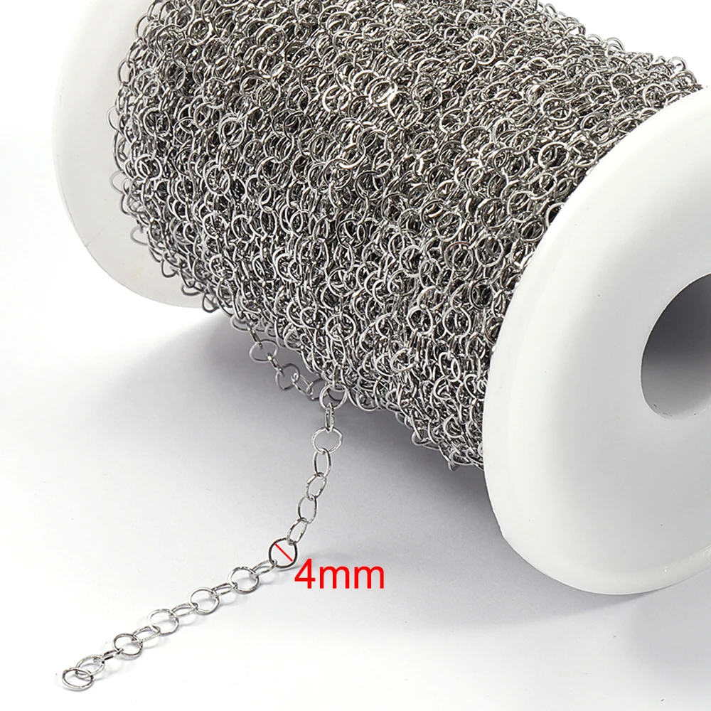 2 Meter Edelstahl-Verbindungskabel, goldene Ketten für DIY-Schmuckherstellung, Rolo-Kette, Perlen, Kette, Halskette, Armband, Fußkettchen-Komponenten – Detail 11