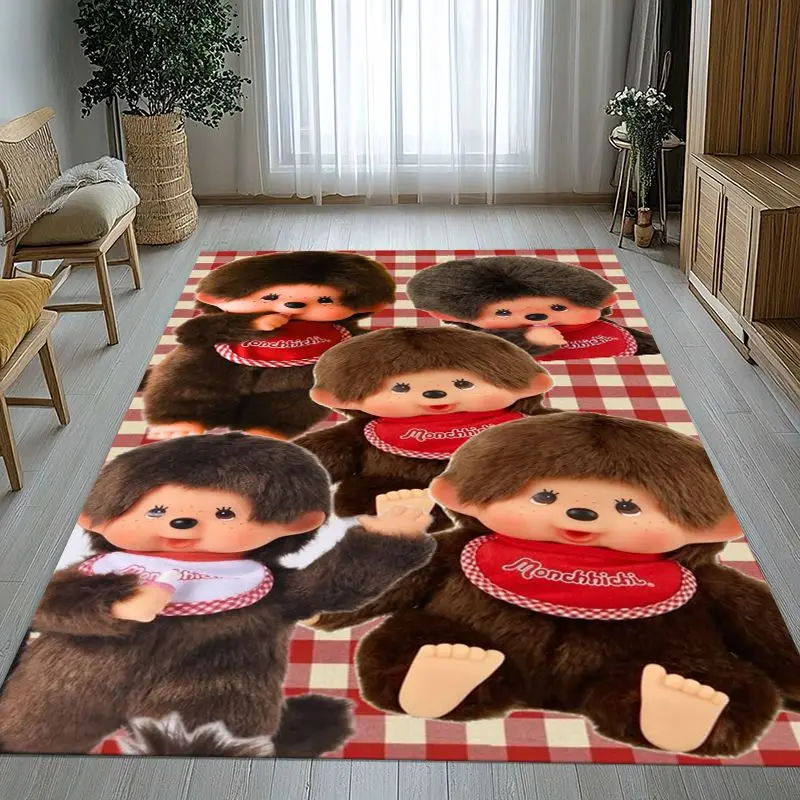 Cute M-Monchhichi Monky Cartoon Area Rug,Soft Non-Slip Carpet Mat for Living Room Bedroom Kid Playroom,Sofa Floor Rug,Home Decor