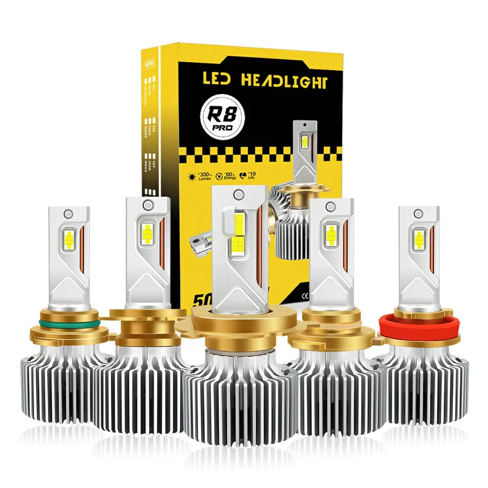 New Design  Led Headlight R8 Pro 300w 50000lm Kit 6000k Flip Chip H1 H3 H7  H11 9005 9006 9012 H4 H13 9004 9007 Led Light Bulb