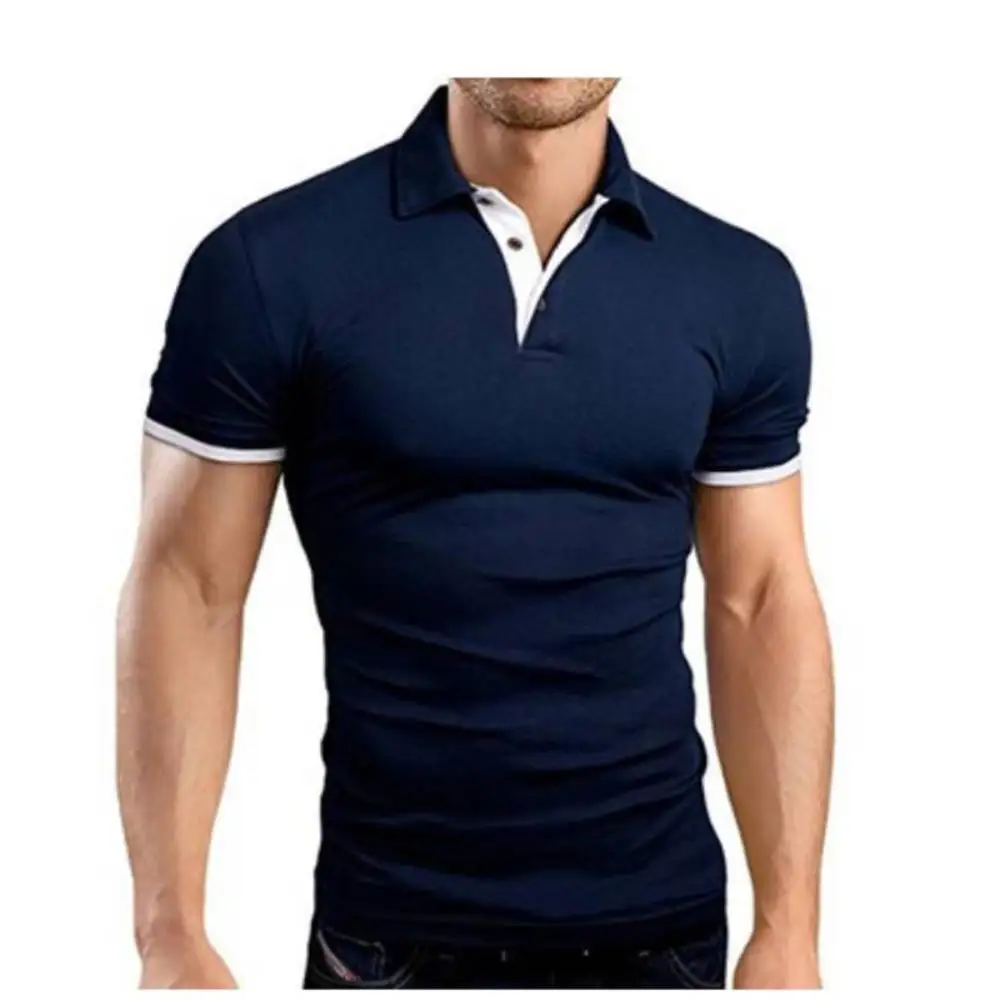 

Polo Shirt Solid Color Lapel Tops Tee Commuting Social Mens Short Sleeve Shirts Breathable Mesh Cotton T-shirt Pullover Polos